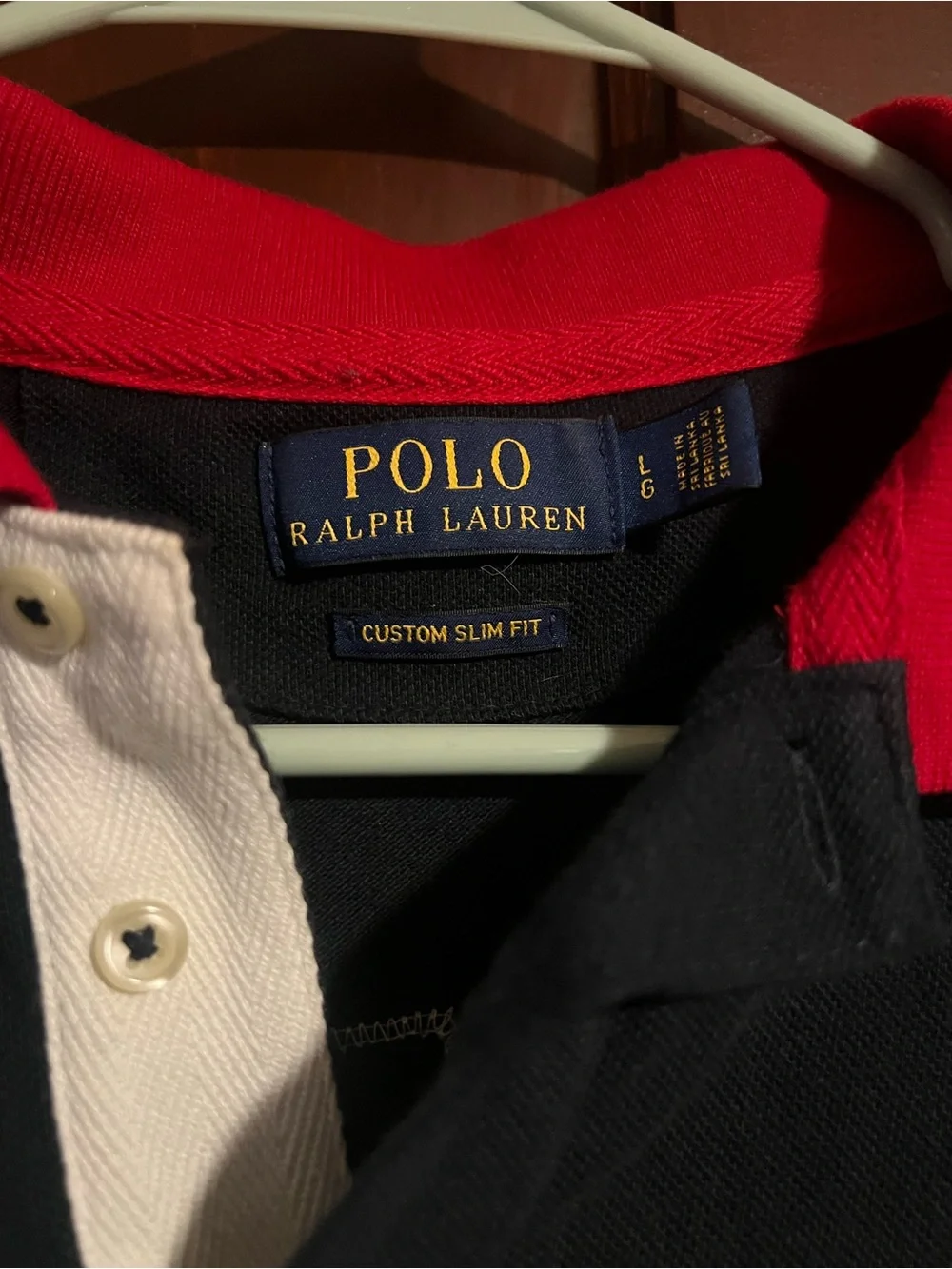 Ralph Lauren Navy Polo with Red Trim and Embroidered 'P' Patch